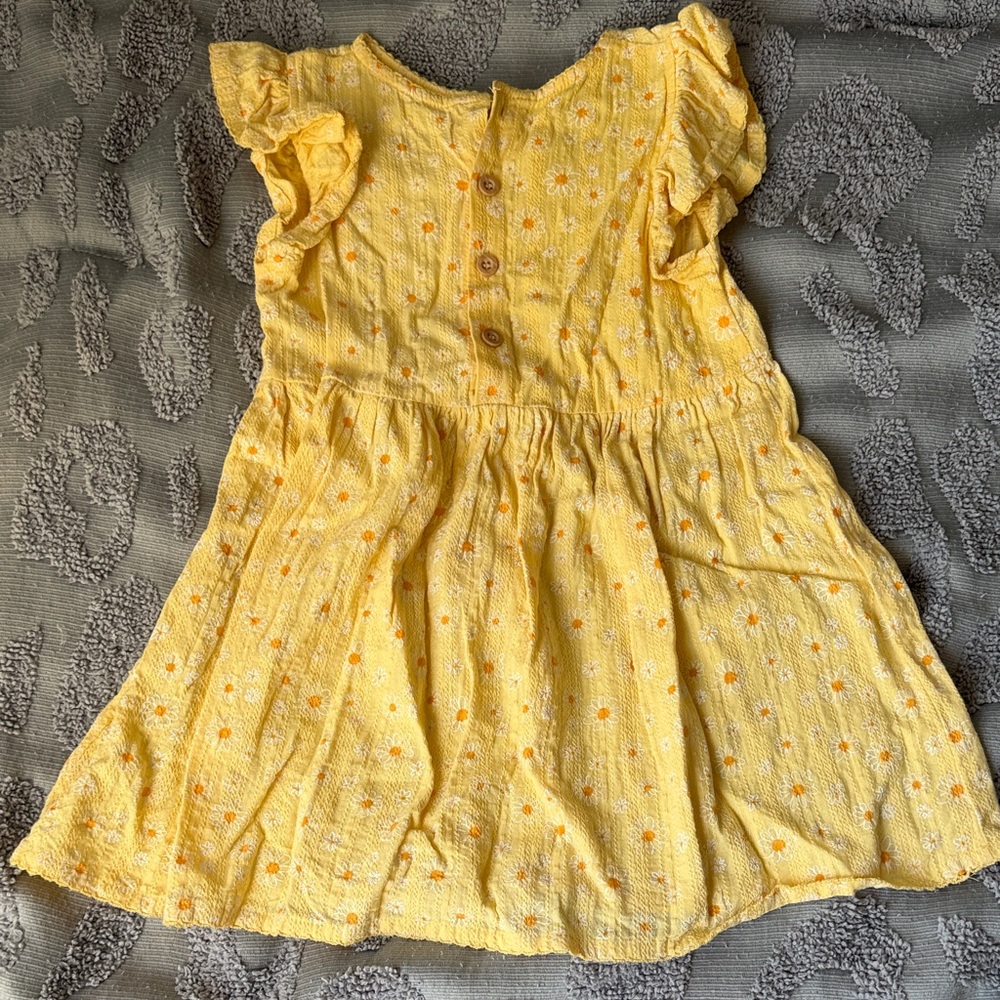 Yellow Daisy Flutter-Sleeve Kids Dress